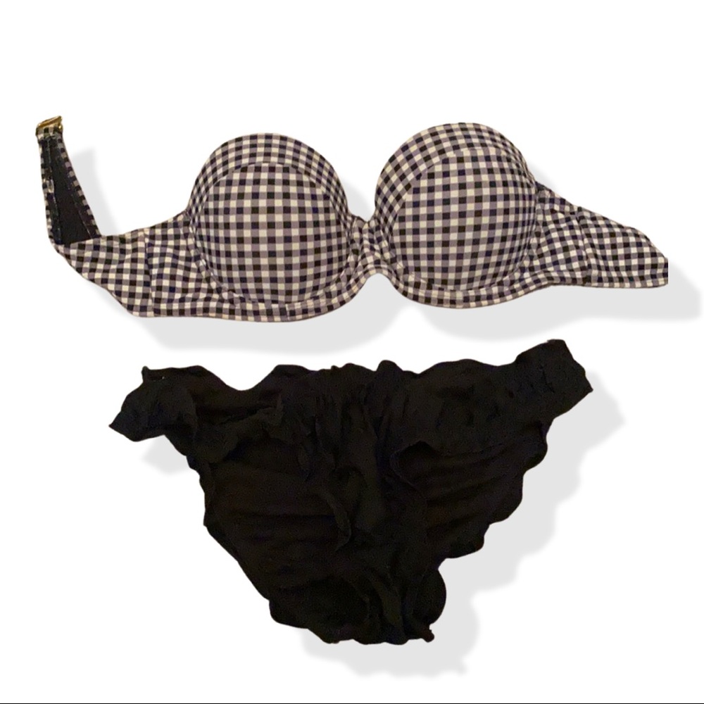 Strapless Bikini top and black bottoms